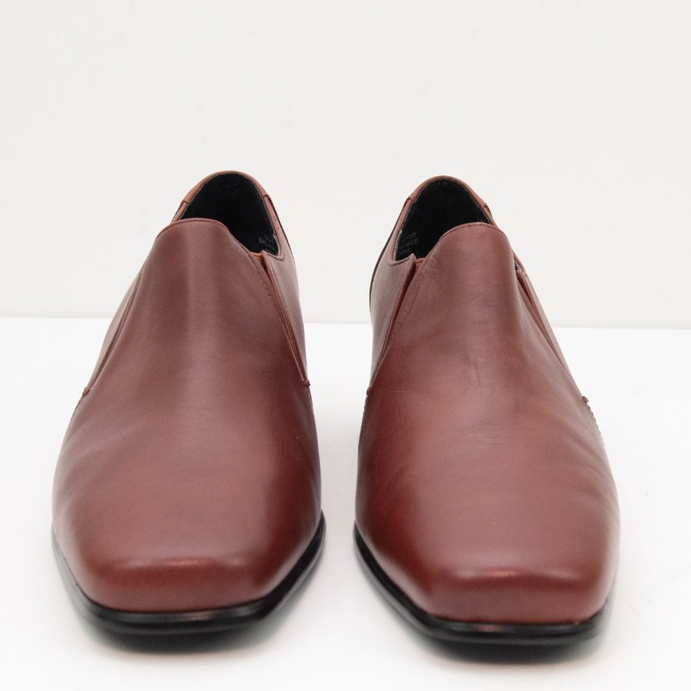 David Tate Bootie Stacked Block Heel Leather Boot Square Toe Size 7 WW Wide - Picture 2 of 9